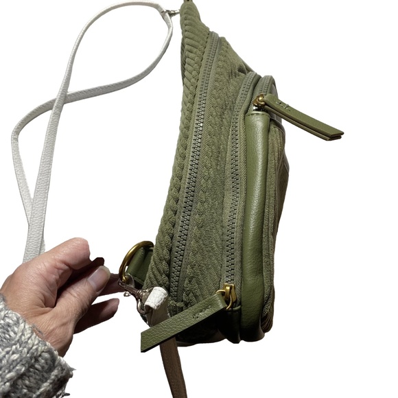 HAUTE HIPPIE Olive Green Corduroy Sling Backpack Crossbody Bag Utilitarian Boho - Picture 6 of 15